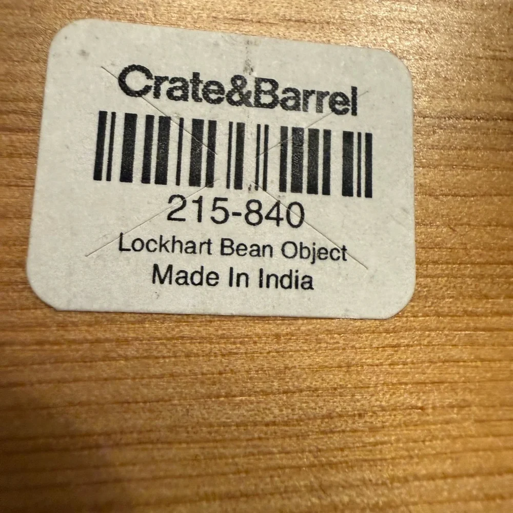 Crate&Barrel Wooden Base marble Lockhart bean sculpture
